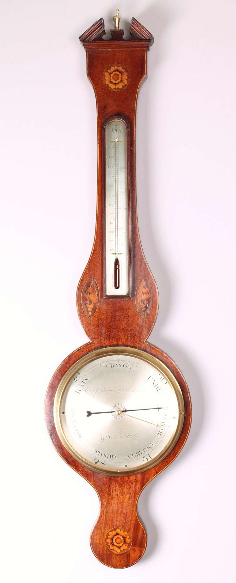 Early 19th century mahogany wheel barometer by Cetti & Co., London; with an 8