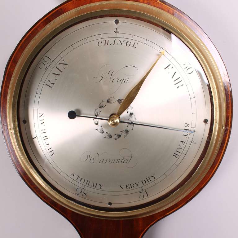 English 19th Century mahogany wheel barometer by J Verga