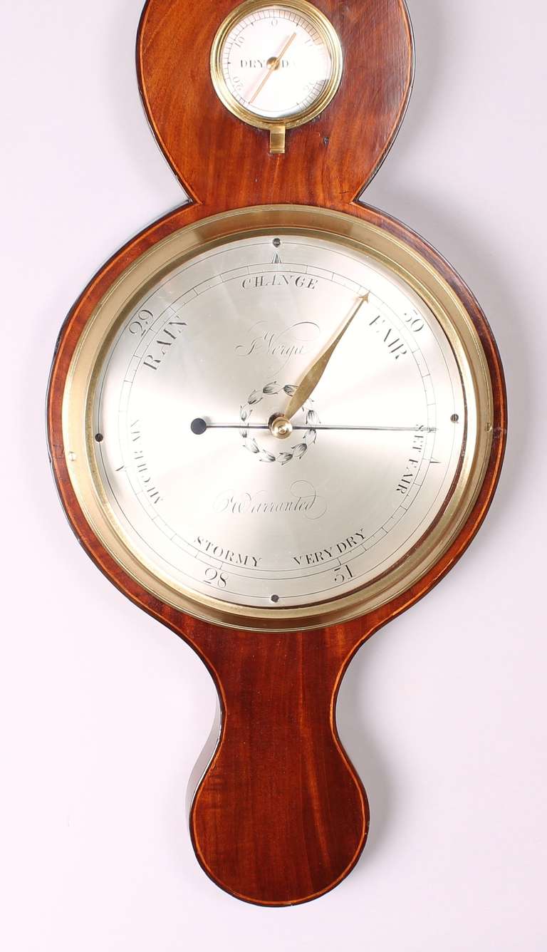 19th Century mahogany wheel barometer by J Verga In Good Condition In Cambridge, GB