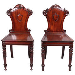 Antique Pair of early 19th century mahogany hall-chairs