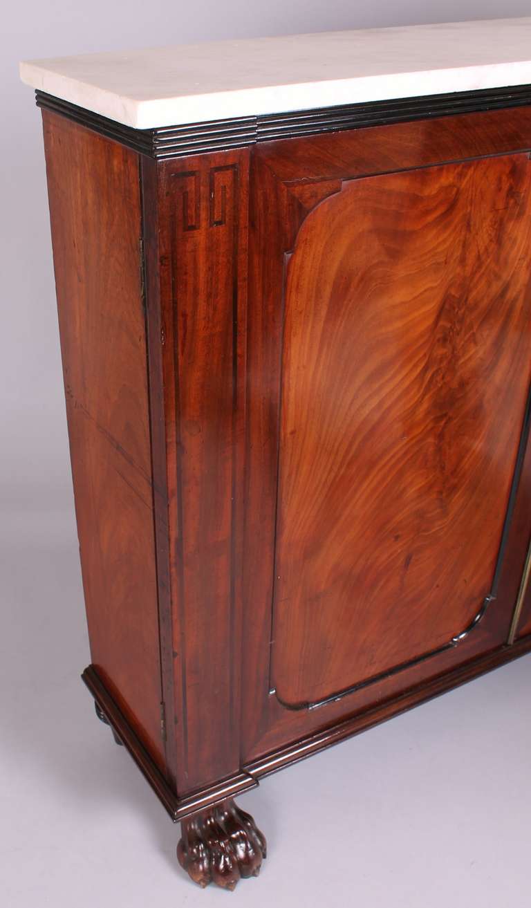 Mahogany George IV period mahogany side-cabinet of fine quality and shallow proportions