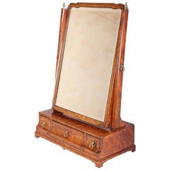 George II Period Burr Walnut Toilet Mirror