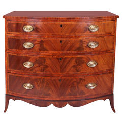 George III Period Mahogany Bow-Fronted Chest of Drawers