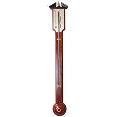 Antique George III Mahogany Stick Barometer Inscribed Fran Pelegrino, Fecit