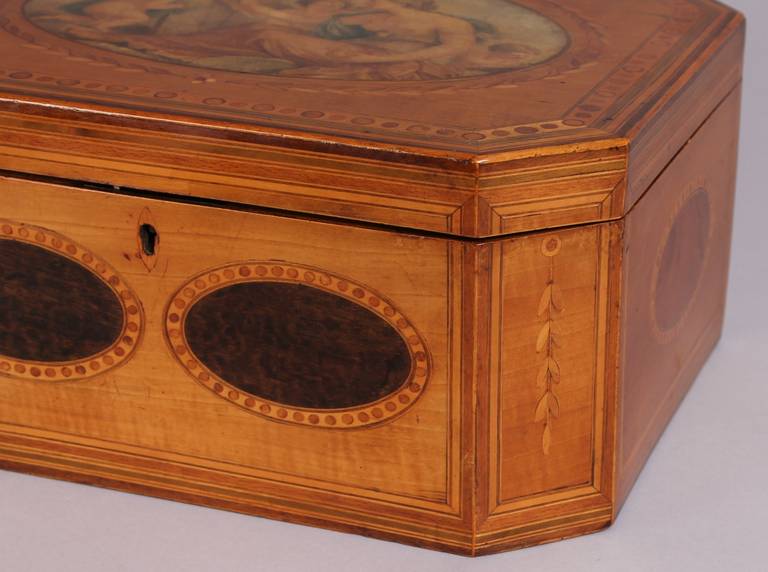 18th Century and Earlier Fine George III period and satinwood and marquetry jewellery box