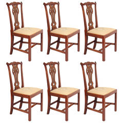 Set of Six George III Period Mahogany 'Country Chippendale' Dining Chairs