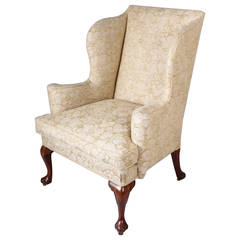 Antique Wingback Chair on Walnut Cabriole Legs in the Classic Queen Anne Style