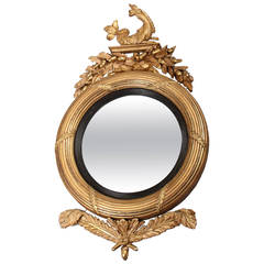 Regency Period Carved and Giltwood Convex Mirror