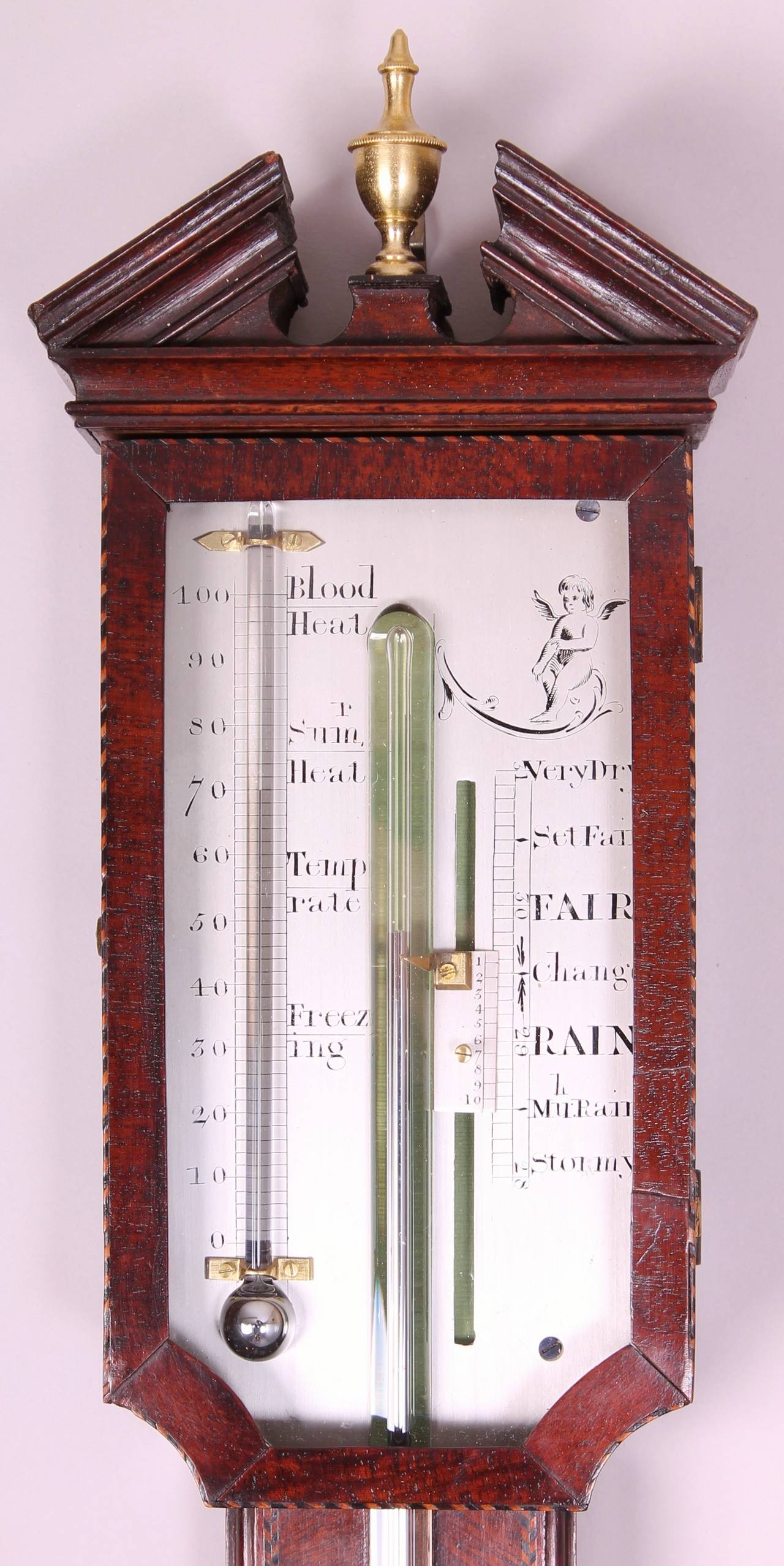 George III period mahogany stick barometer In Good Condition In Cambridge, GB