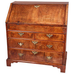 Antique Early eighteenth century walnut bureau of pleasing golden colour and good patia