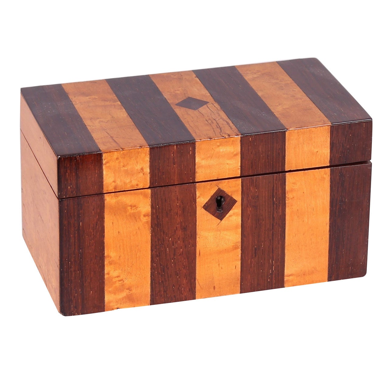Early Victorian Bird's-Eye Maple and Rosewood Striped Double Tea-Caddy