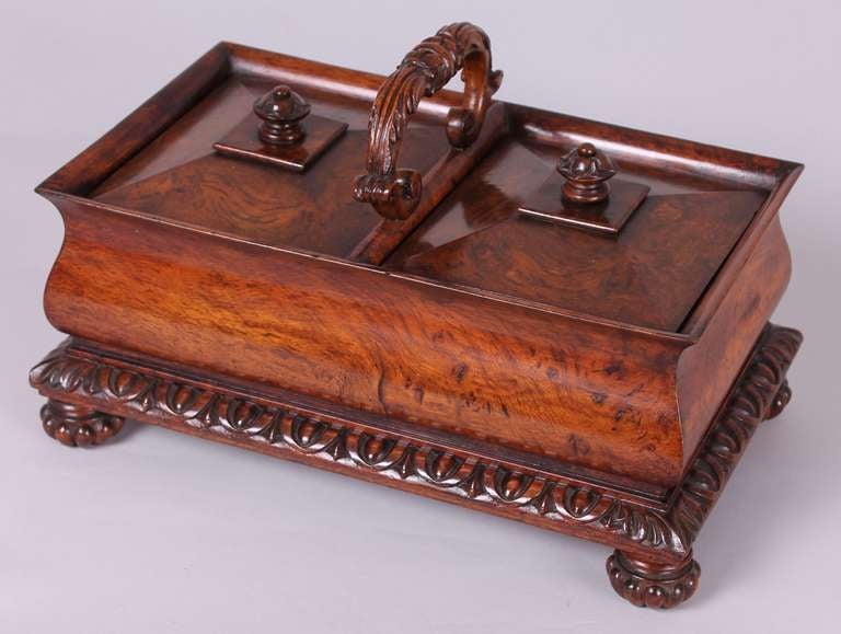 Fine and Impressive George IV Period Burr Oak Double Tea-Caddy