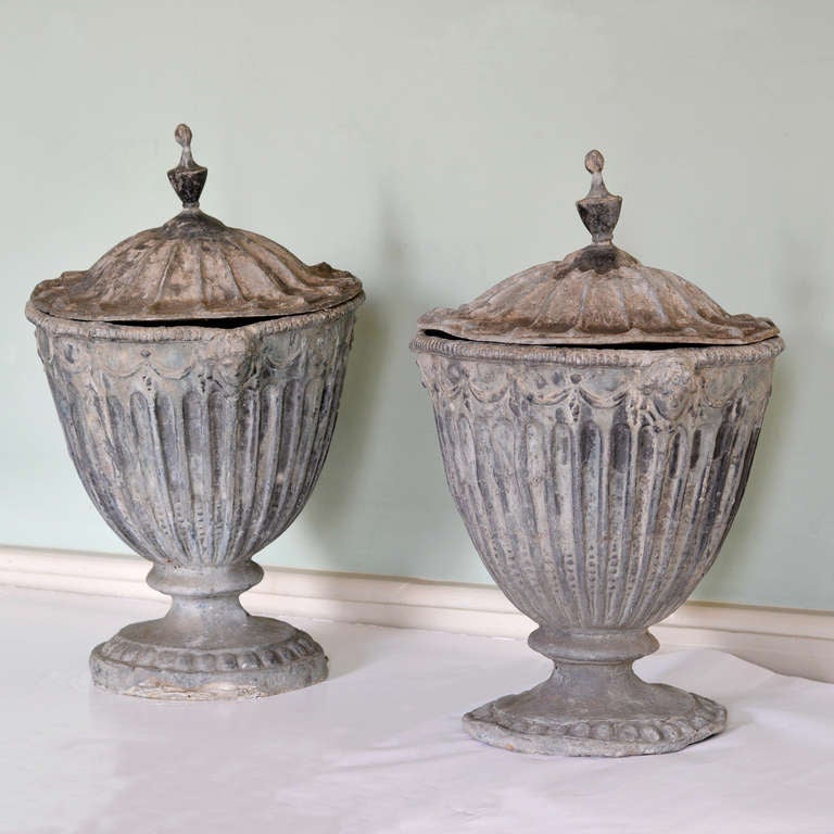 19th Century Neo-Classical Lead Urns