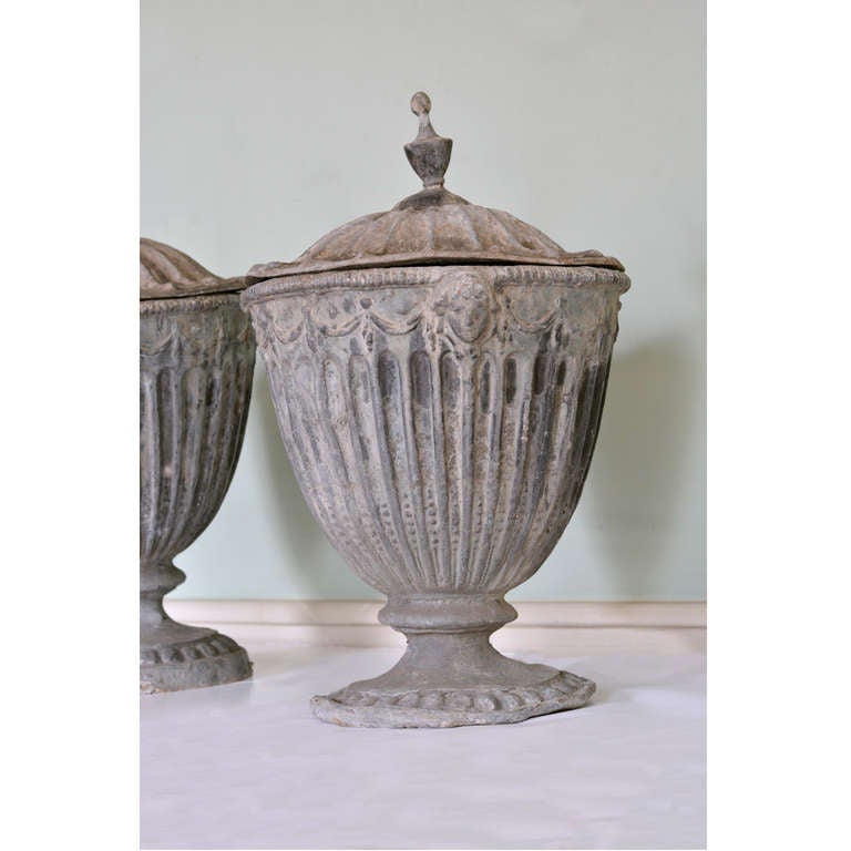 Neo-Classical Lead Urns In Fair Condition In London, GB