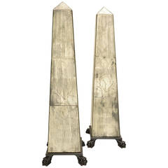 Pair of Mirrored Glass Obelisks