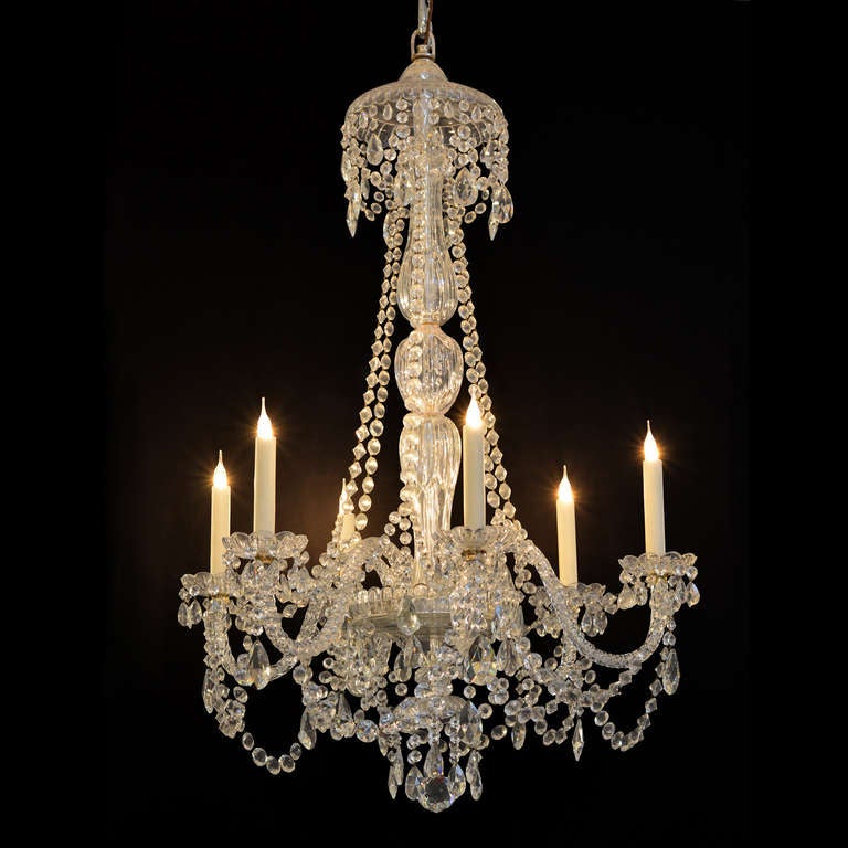 George III Style Cut Glass Chandeliers In Excellent Condition In London, GB