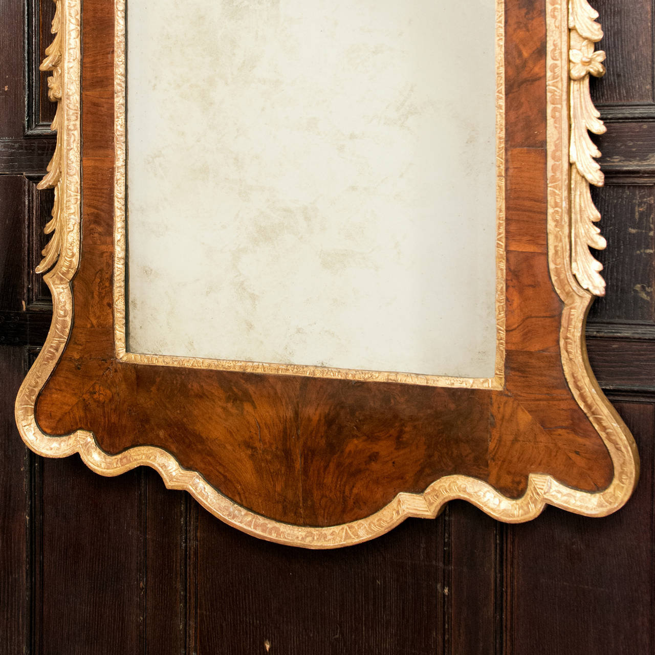 18th Century George II Walnut and Parcel Gilt  Mirror