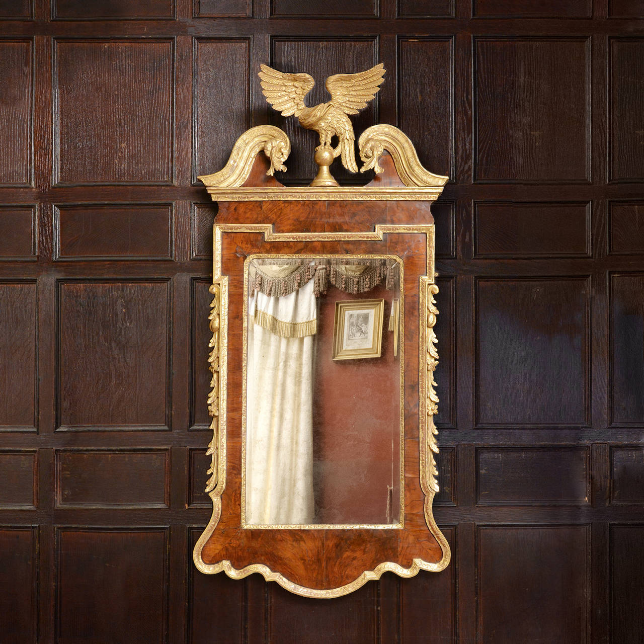 George II Walnut and Parcel Gilt  Mirror 1