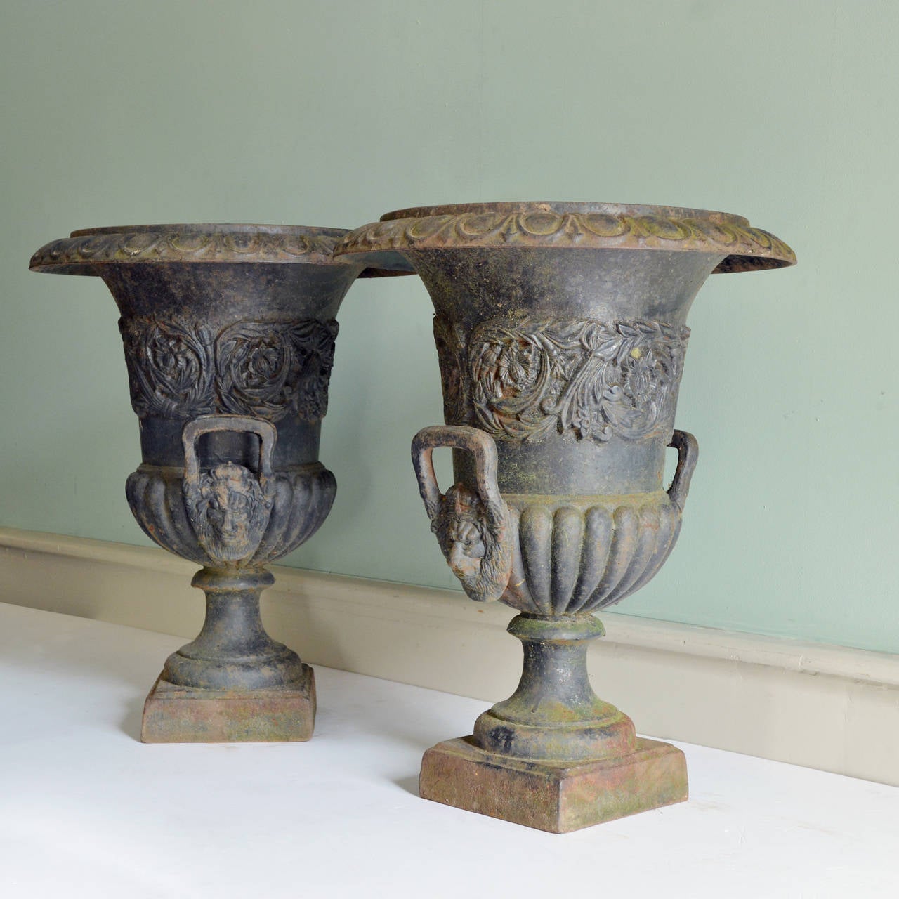 Late Victorian Cast Iron Urns