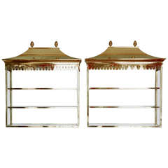Pair of Illuminated Brass Shelves