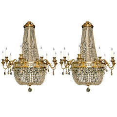 Pair of Large Empire Style Chandeliers