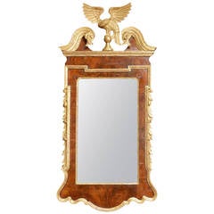 George II Walnut and Parcel Gilt  Mirror