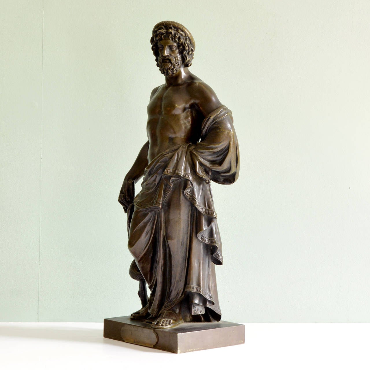 A French bronze of Asclepius, circa 1830, by Pierre Robinet.

Available to view at Brunswick House, London.

50cm high, 18.5cm wide, 13.5cm deep.