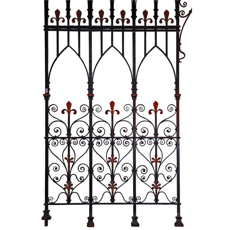 A wrought and cast iron chancel screen, from the Parish Church of St. Peter and St. Paul in Dagenham, London.

Available to view at Brunswick House, London.