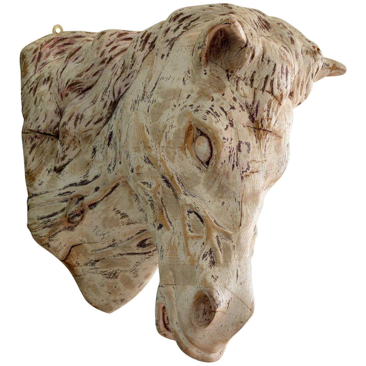 Carved Wooden Horse Head For Sale at 1stdibs