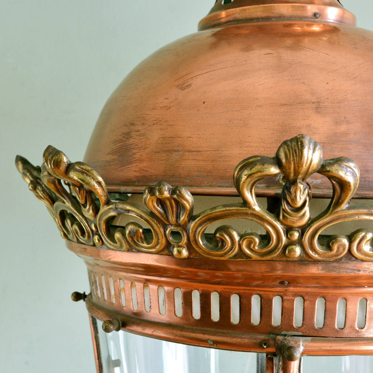 European 19th Century Copper and Brass Lantern