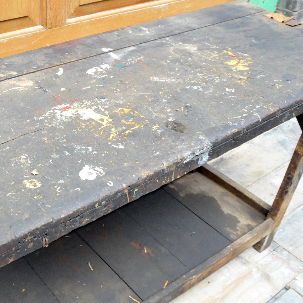 Early 20th Century Pine Workbench with Vice 1