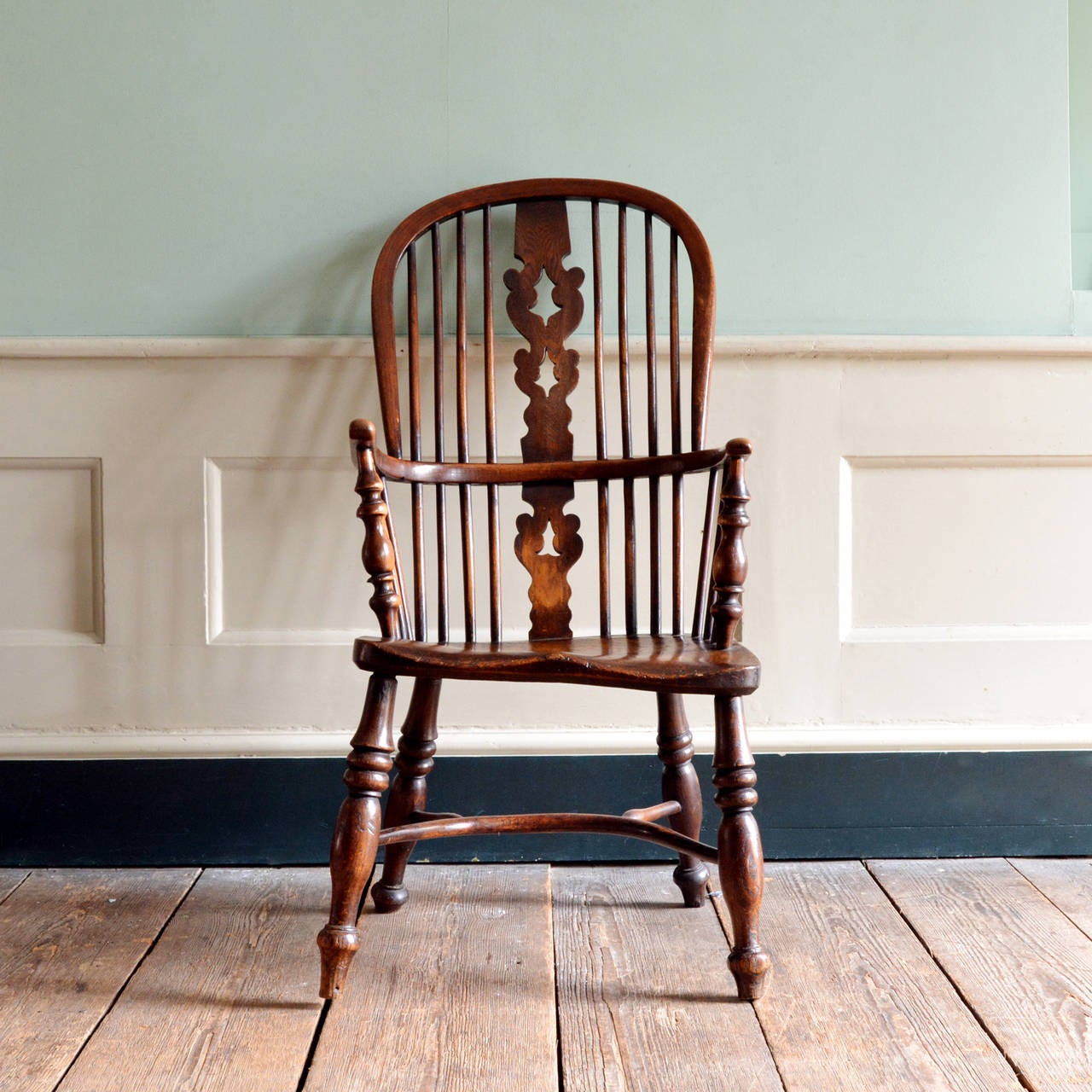 An Ash and Elm splat-back Windsor armchair, North-East England, probably Yorkshire circa 1870. 

Available to view at Brunswick House, London.

Height 102cm, depth 64cm, width 52cm.