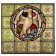 Late Victorian Stained and Painted Glass Panel