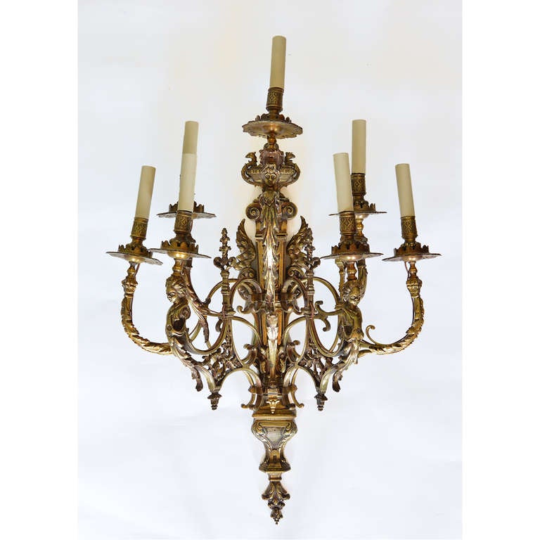 Renaissance Revival Gilt Metal Wall Appliques