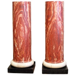 Pair of Red Onyx Scagliola Pedestals