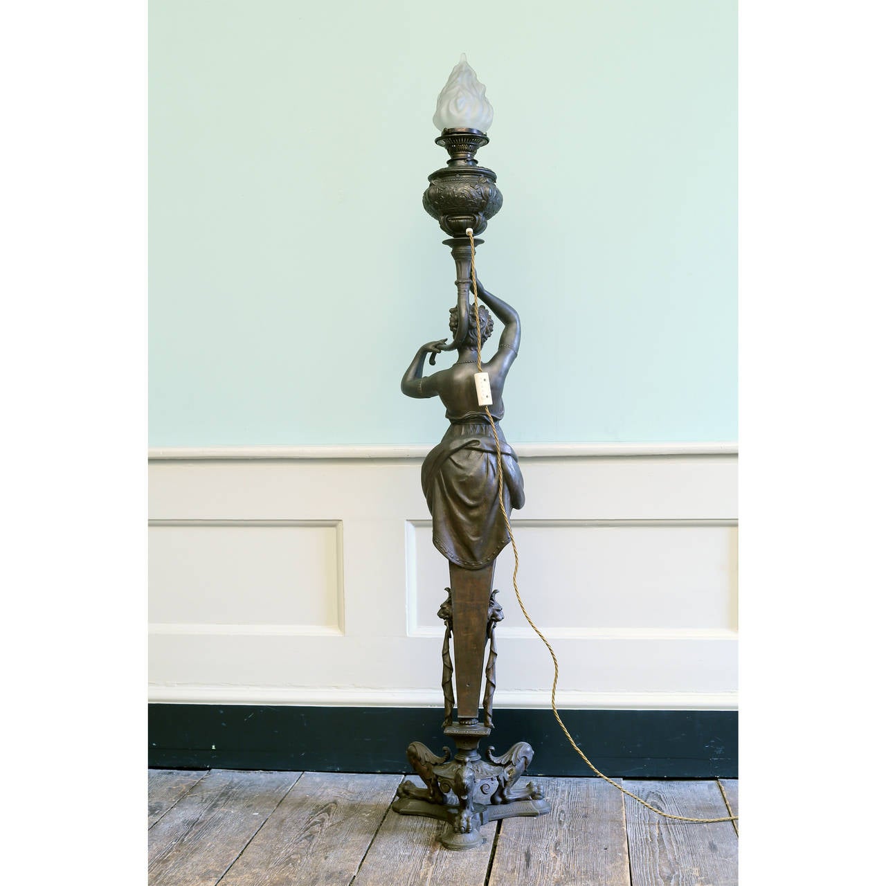 French Spelter Floor Lamp In Good Condition In London, GB