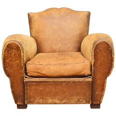 Vintage French Leather Club Chair