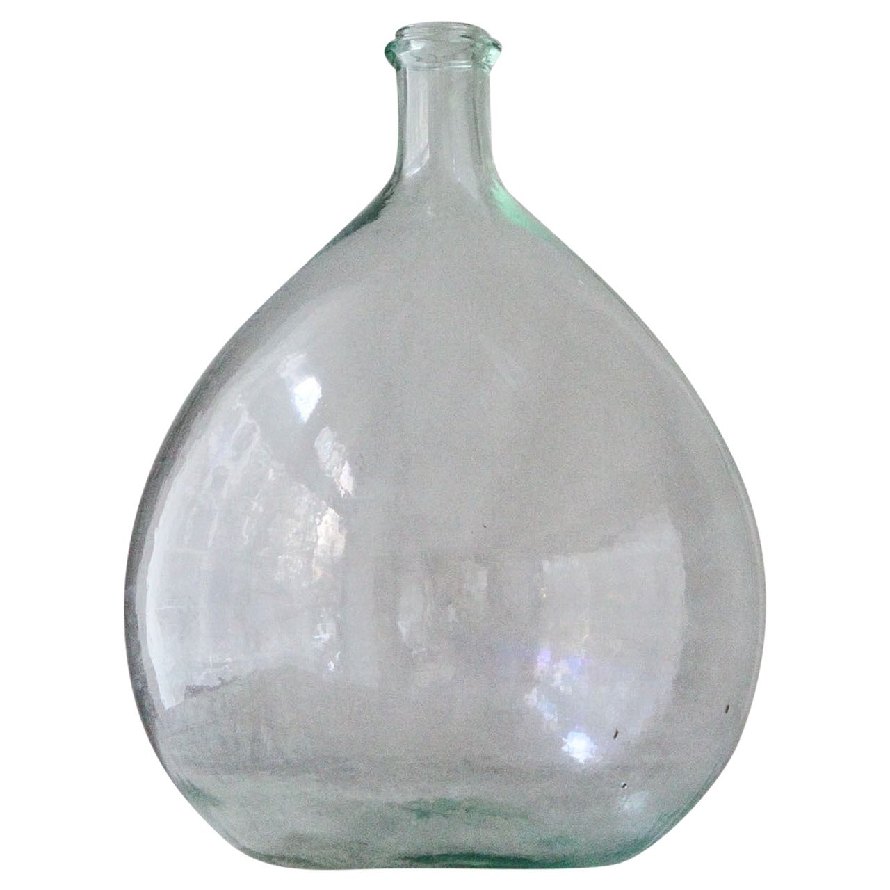 Large Hand-Blown Clear Glass Jug For Sale
