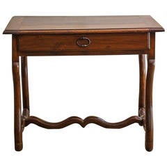 Rare French Os de Mouton Walnut Table or Console, 19th Century