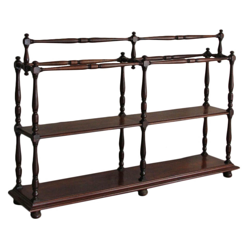 Italian Turned Mahogany Display Case with Shelving, 19th Century For Sale