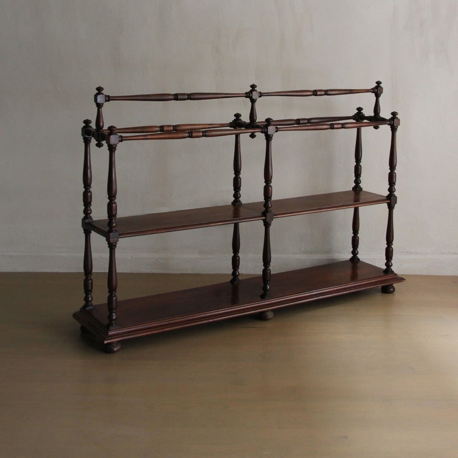 Italian Turned Mahogany Display Case with Shelving, 19th Century