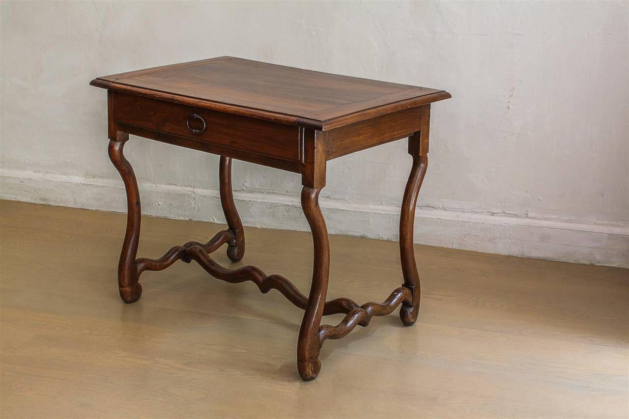 Rare French Os de Mouton Walnut Table or Console, 19th Century 2