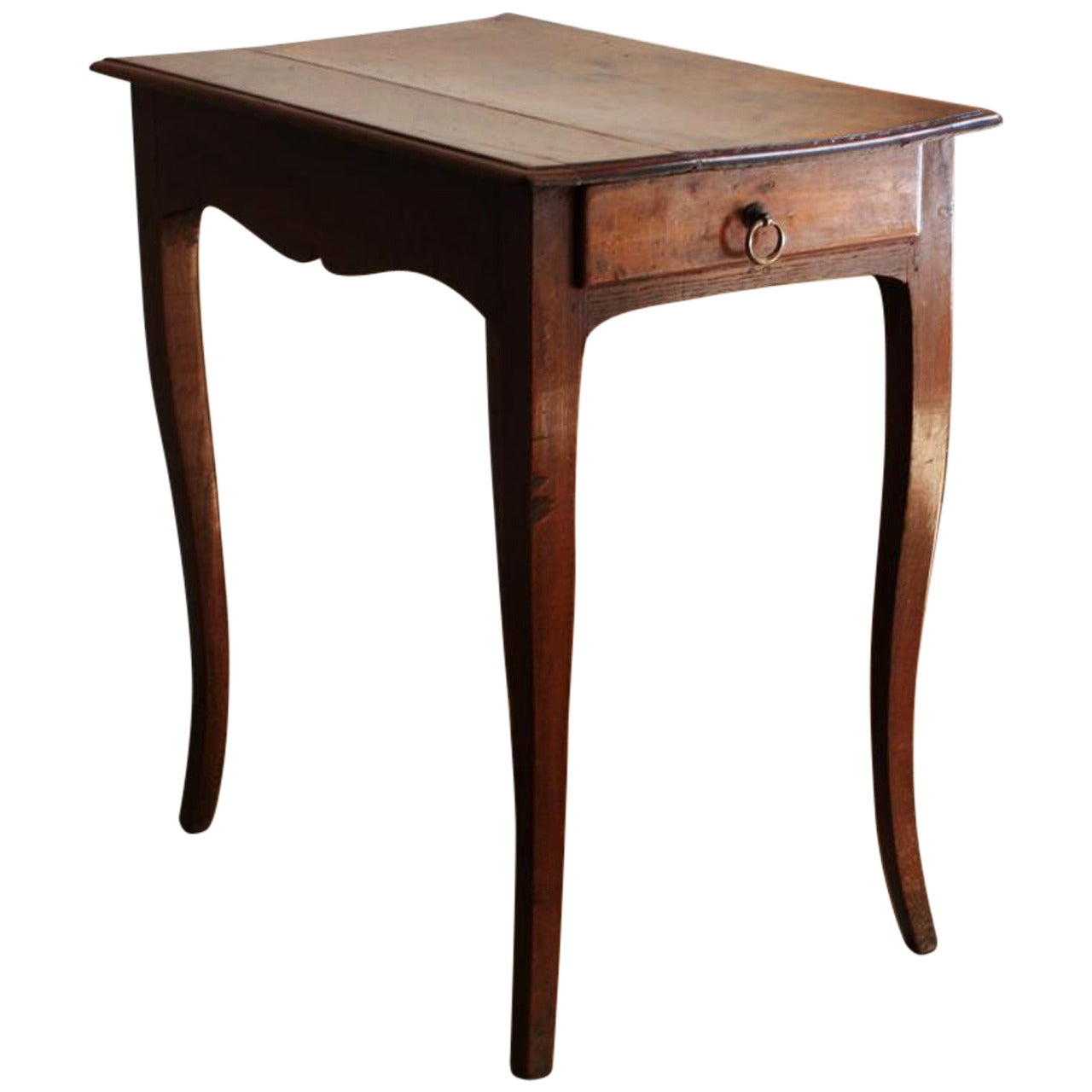 Louis XV Style Small Walnut Side Table with Curved Legs, 18th Century  For Sale