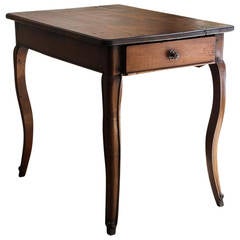 French Louis XV Provincial Walnut Side Table with Single Drawer and Flower Knob