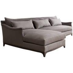 Contemporary Vallone Serpentine Chaise Sectional Sofa, Handmade by Dmitriy & Co. 3