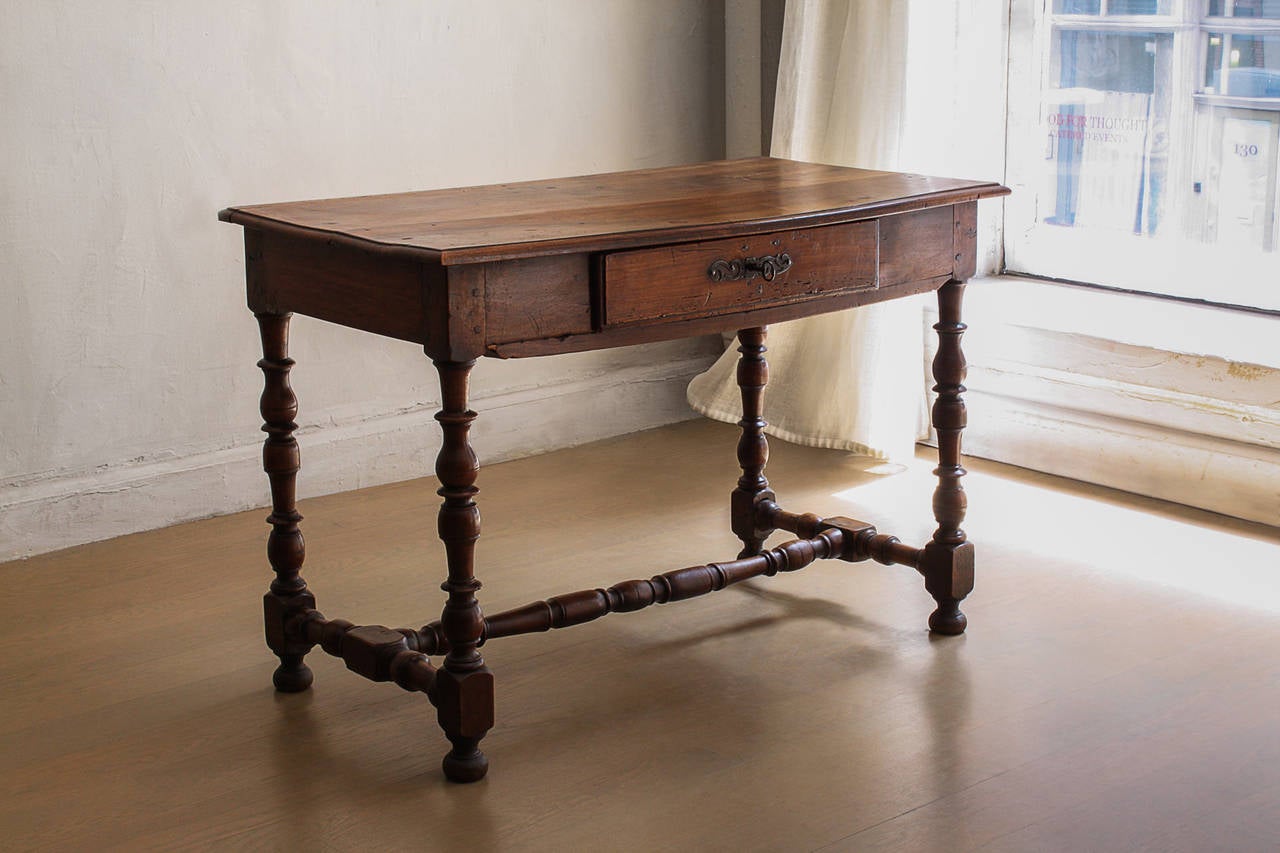 Louis XIII Walnut Table with Single Drawer and Key