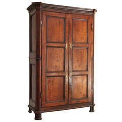 Antique French Walnut Wardrobe Large Armoire, 19th Century