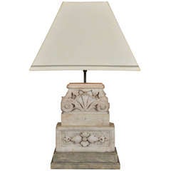 Custom Table Lamp from Antique Marble Fragment