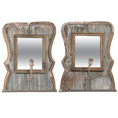 Antique Pair of Large Italian Mirrored Sconces