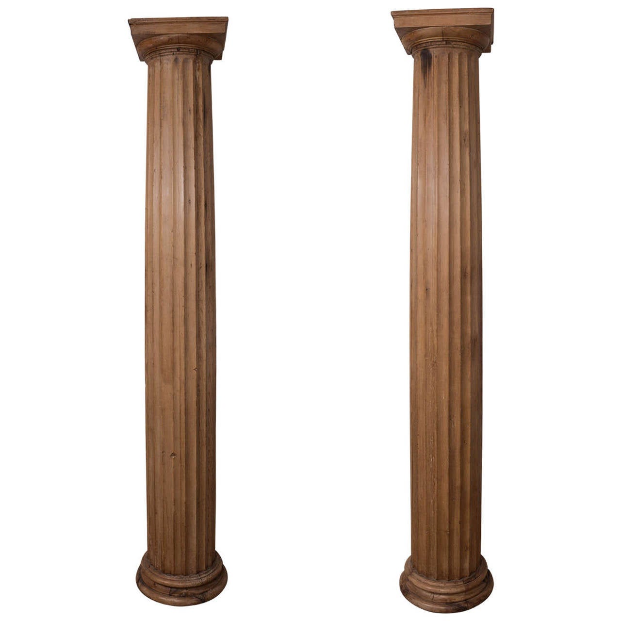 Pair of 19th Century Fluted Pine Columns